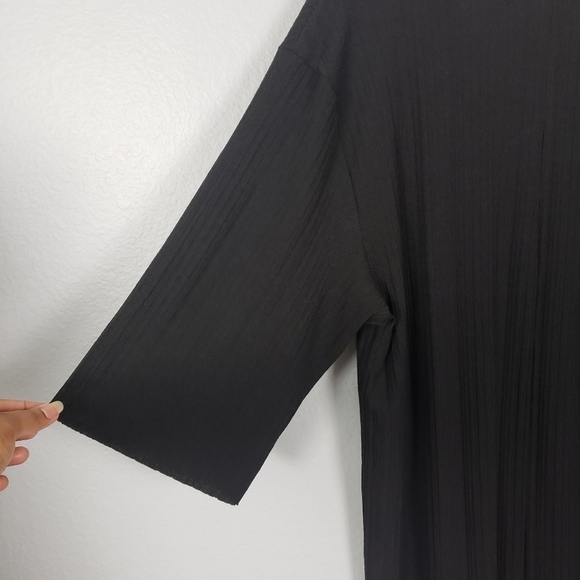 ZARA TRAFALUC Pleated Longline Tunic Oversized V-neck Top Black Sz M - Picture 8 of 10